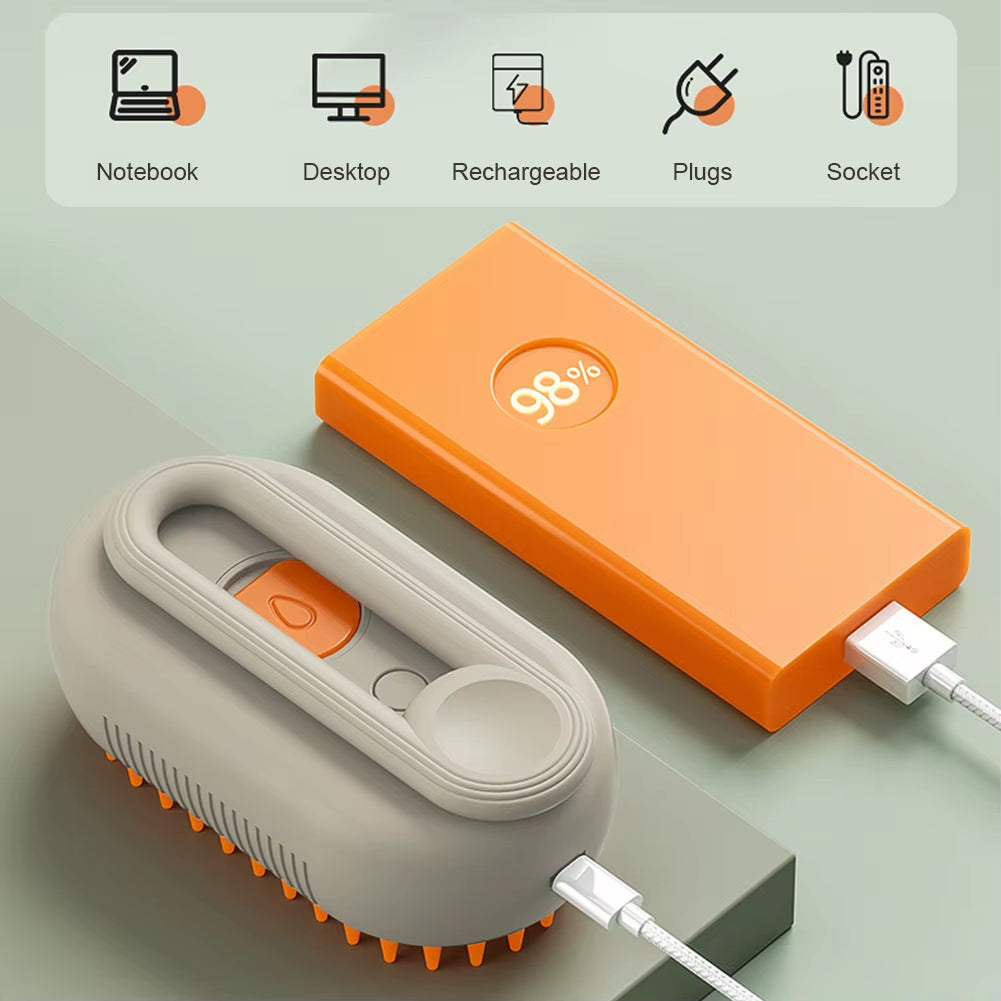 3-in-1 Electric Pet Grooming Brush with Steam Spray and Massage Functions for Dogs and Cats