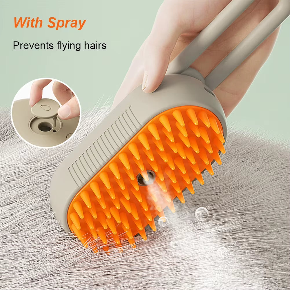 3-in-1 Electric Pet Grooming Brush with Steam Spray and Massage Functions for Dogs and Cats