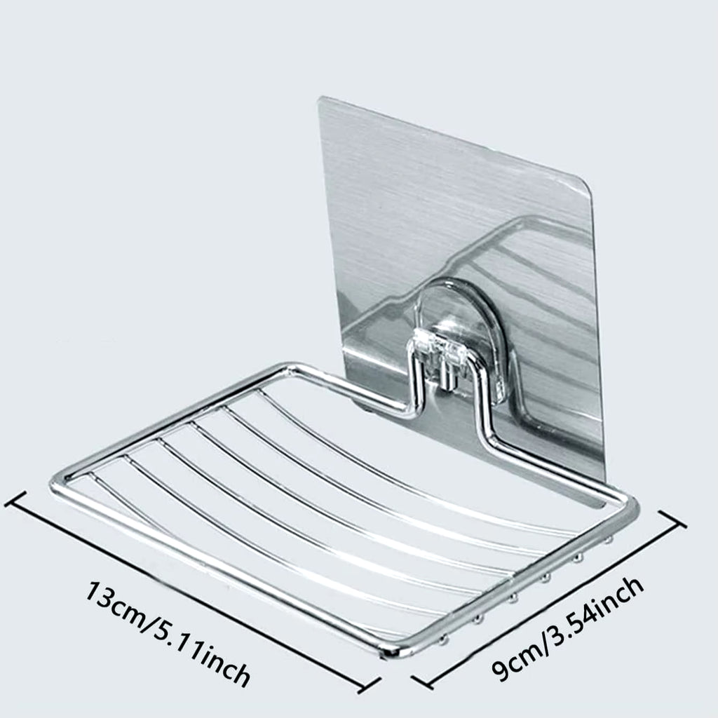 Wall-Mounted Stainless Steel Soap Rack with Drainage Shelf for Bathroom