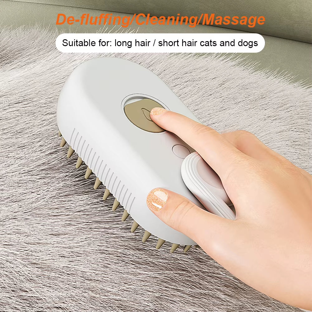 3-in-1 Electric Pet Grooming Brush with Steam Spray and Massage Functions for Dogs and Cats