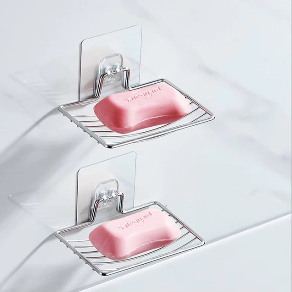 Wall-Mounted Stainless Steel Soap Rack with Drainage Shelf for Bathroom