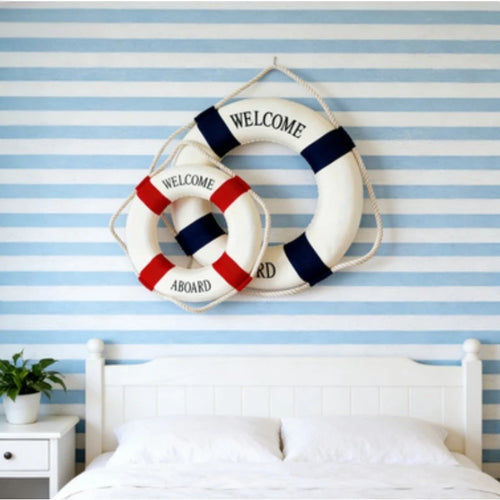 1PC Red Blue Life Buoy Decor - 5.5'' Nautical Style Statue | Home Room Desktop Scene Ornament