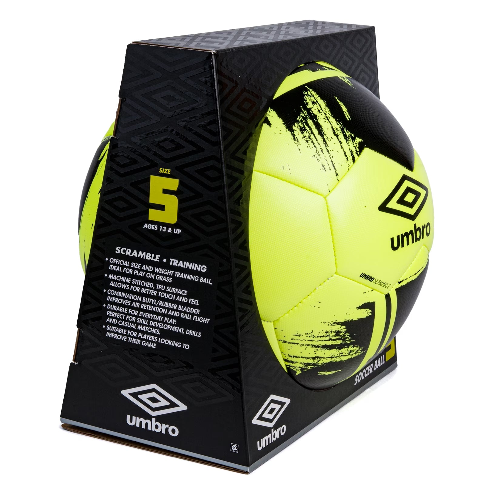 Scramble Size 5 Training Soccer Ball, Yellow and Black