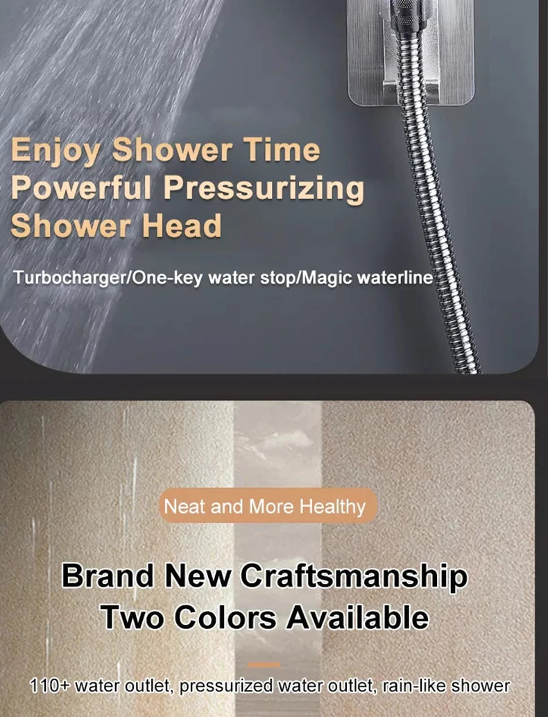 Turbocharged High Pressure Shower Head With 3 adjustable modes Rainfall Shower,Rainfall Spray For Bathroom Accessories