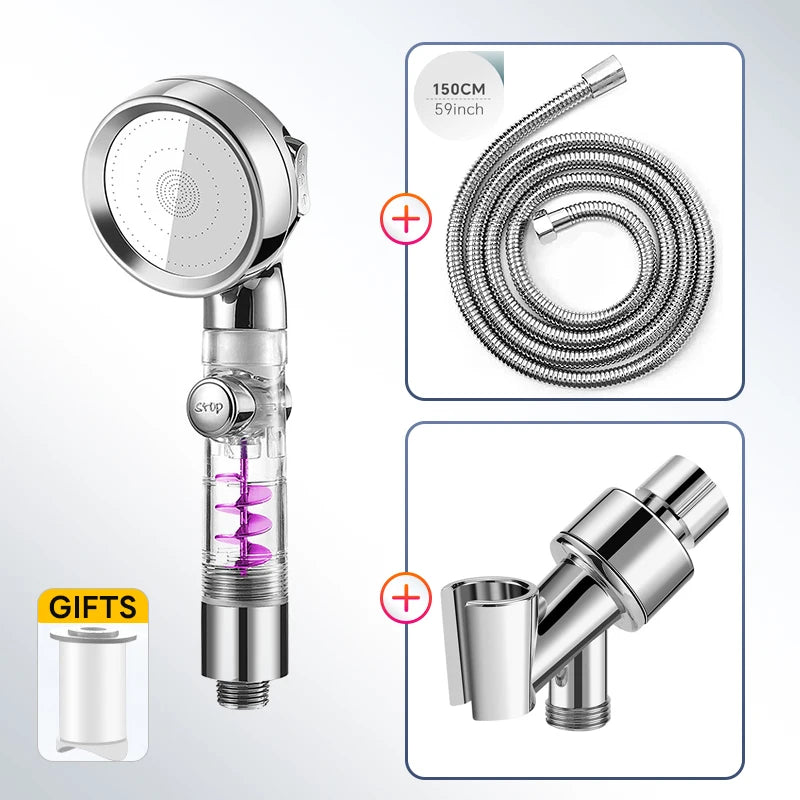 Turbocharged High Pressure Shower Head With 3 adjustable modes Rainfall Shower,Rainfall Spray For Bathroom Accessories