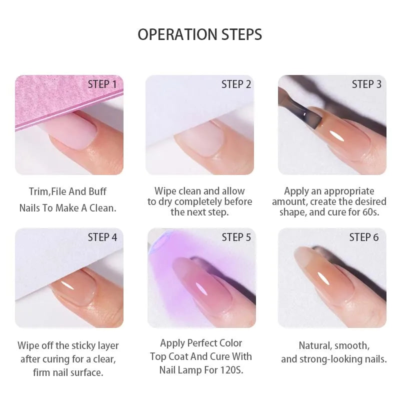 PERFECT COLOR  4-in-1 Builder Nail Gel,20g 12 Colors Rubber Base Gel Polish,Extension for DIY Salon Girls Home,Nail Art Brushes
