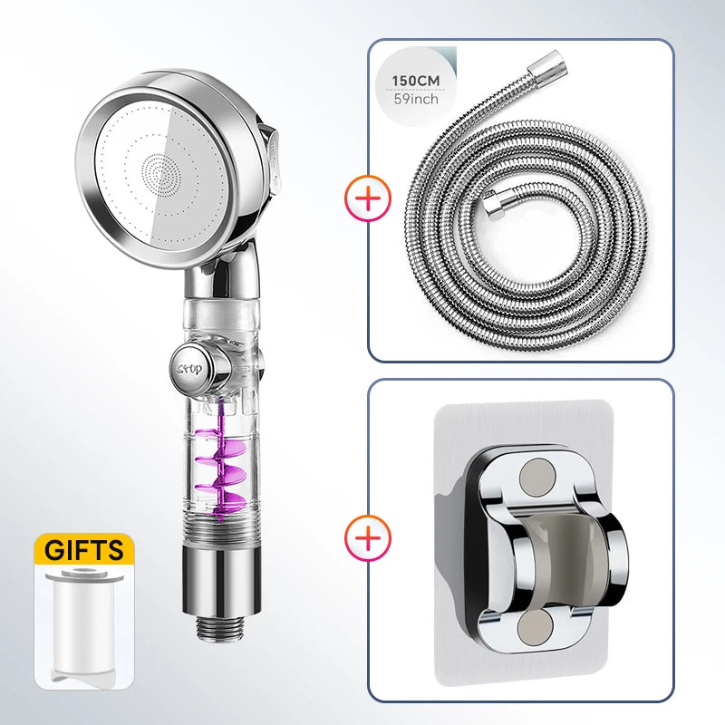 Turbocharged High Pressure Shower Head With 3 adjustable modes Rainfall Shower,Rainfall Spray For Bathroom Accessories