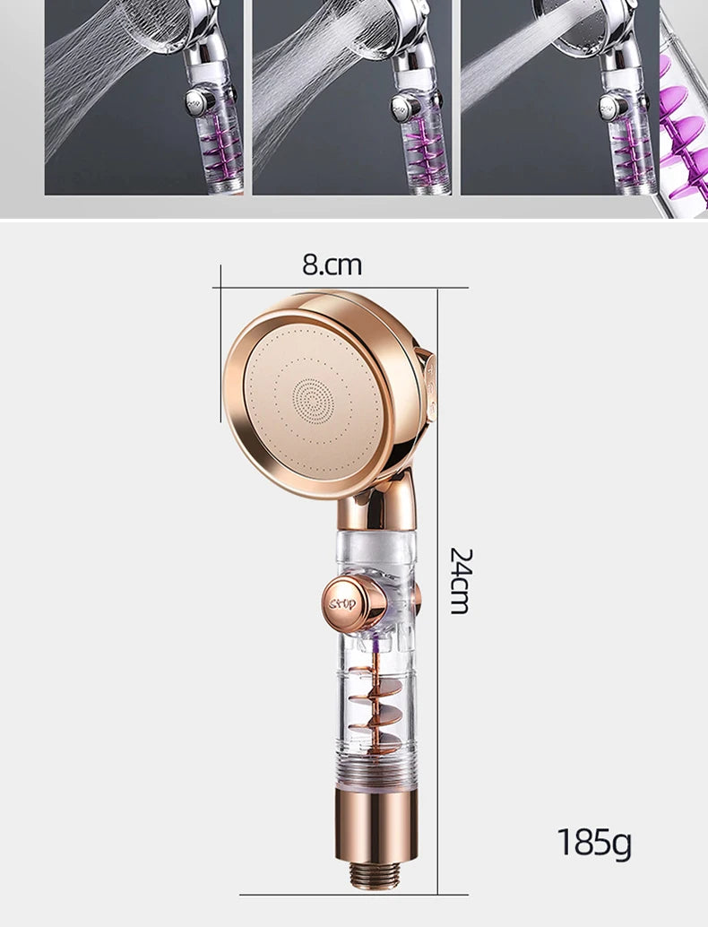 Turbocharged High Pressure Shower Head With 3 adjustable modes Rainfall Shower,Rainfall Spray For Bathroom Accessories