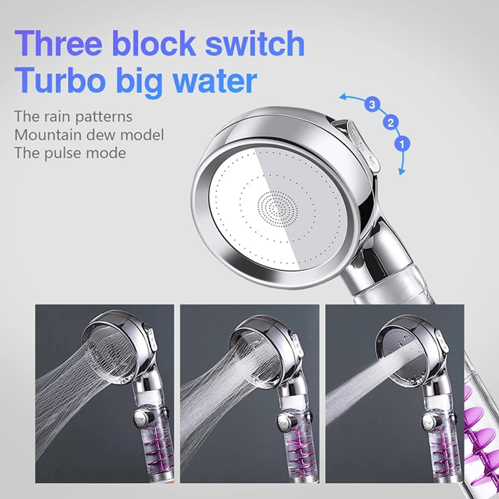 Turbocharged High Pressure Shower Head With 3 adjustable modes Rainfall Shower,Rainfall Spray For Bathroom Accessories