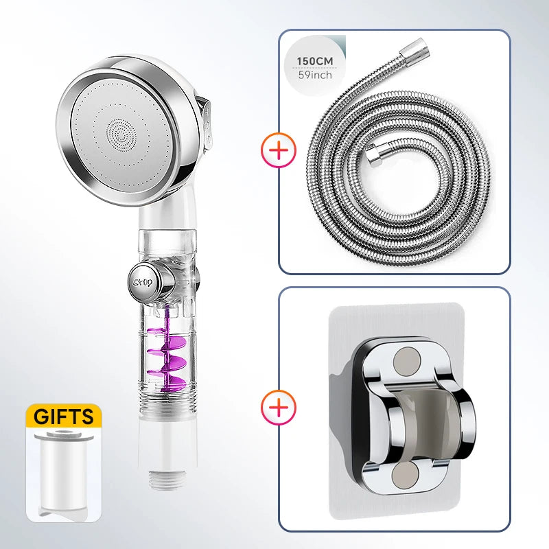 Turbocharged High Pressure Shower Head With 3 adjustable modes Rainfall Shower,Rainfall Spray For Bathroom Accessories