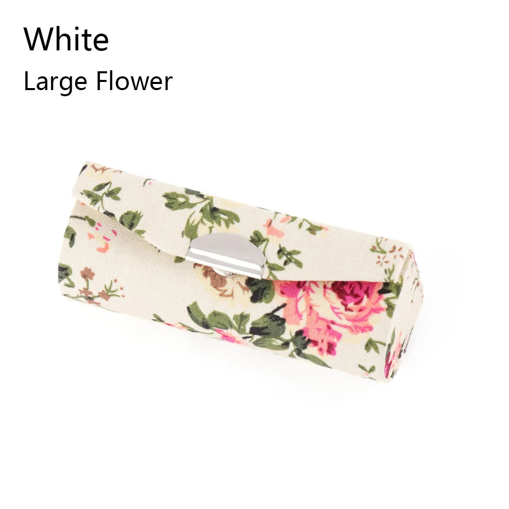 Retro Embroidered Flower Lipstick Case Mirror Packaging Lip Gloss Box Lipstick Holder Jewelry Makeup Storage Women Grils Gift