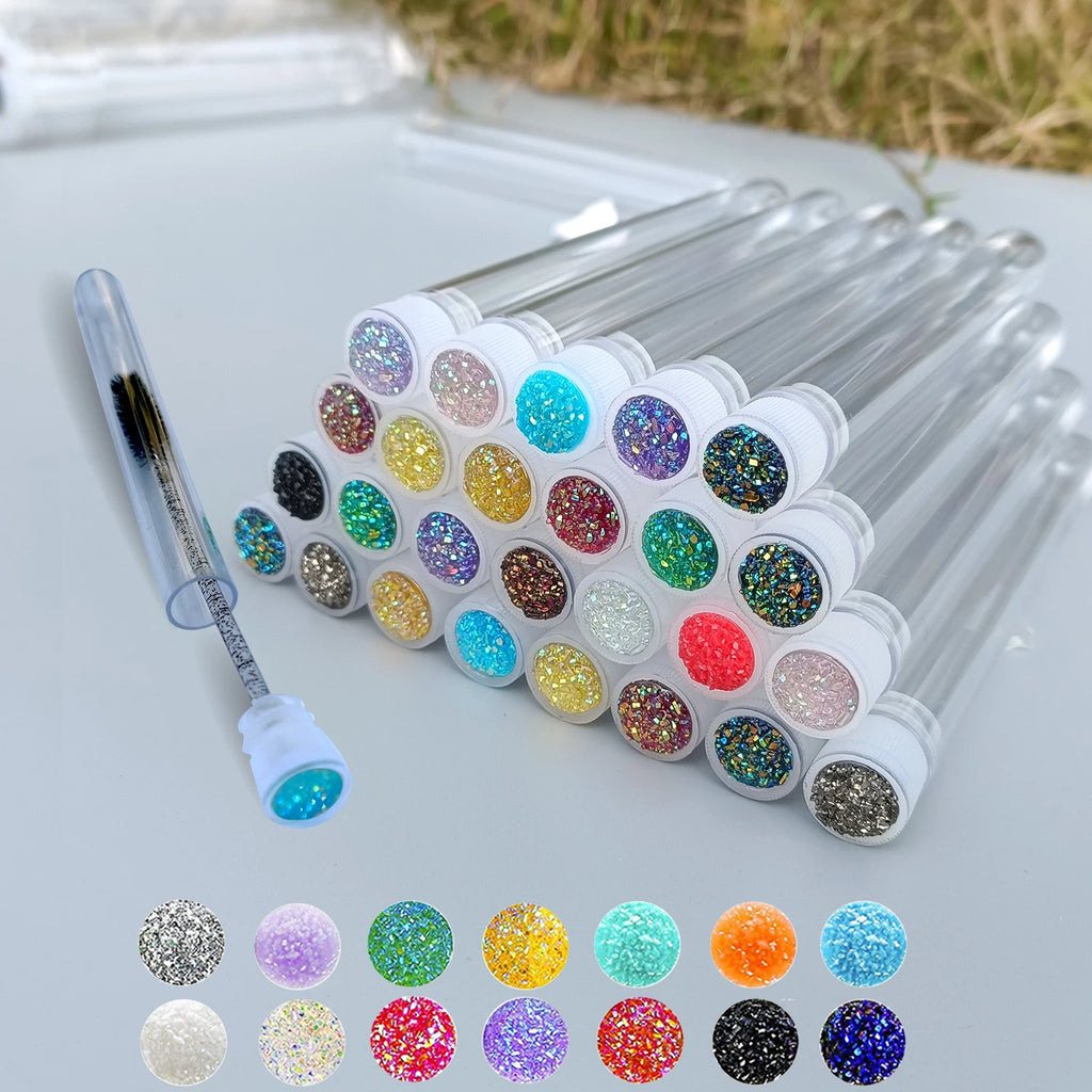 50Pc Reusable Eyebrow Brush Tube Eyelash Brush Eyebrow Brush Replaceable Dust-proof Sparkling Diamond Makeup Brush