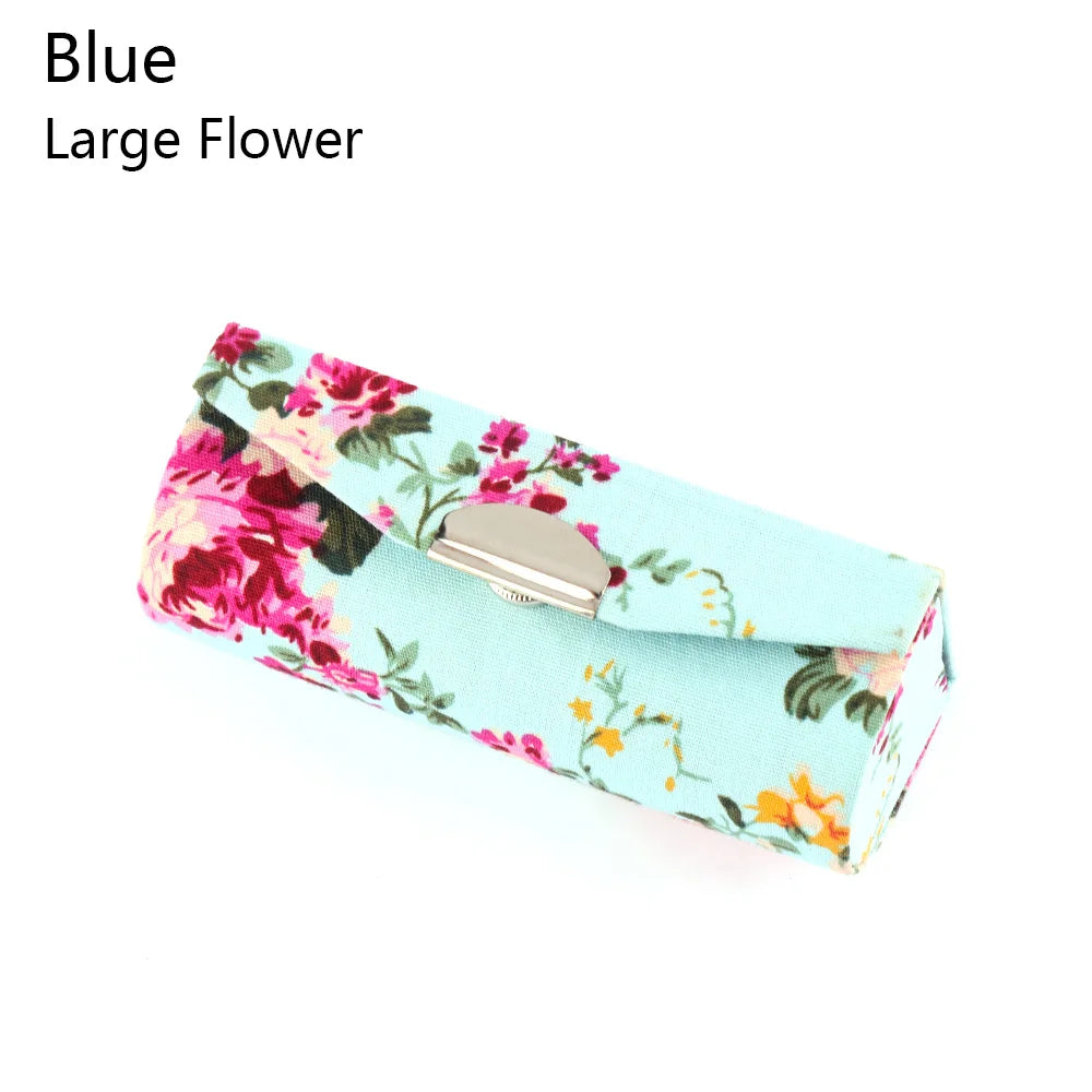 Retro Embroidered Flower Lipstick Case Mirror Packaging Lip Gloss Box Lipstick Holder Jewelry Makeup Storage Women Grils Gift