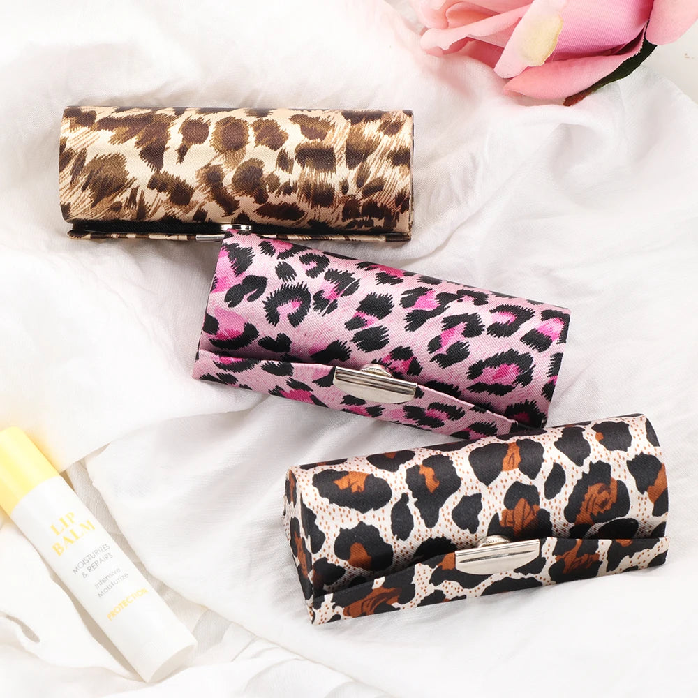 Retro Embroidered Flower Lipstick Case Mirror Packaging Lip Gloss Box Lipstick Holder Jewelry Makeup Storage Women Grils Gift