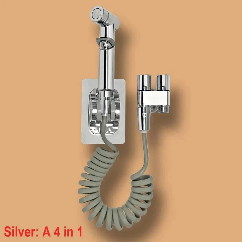 Toilet cleaning gun set one inlet and two outlet angle valve booster gun bathroom accessories faucet extender