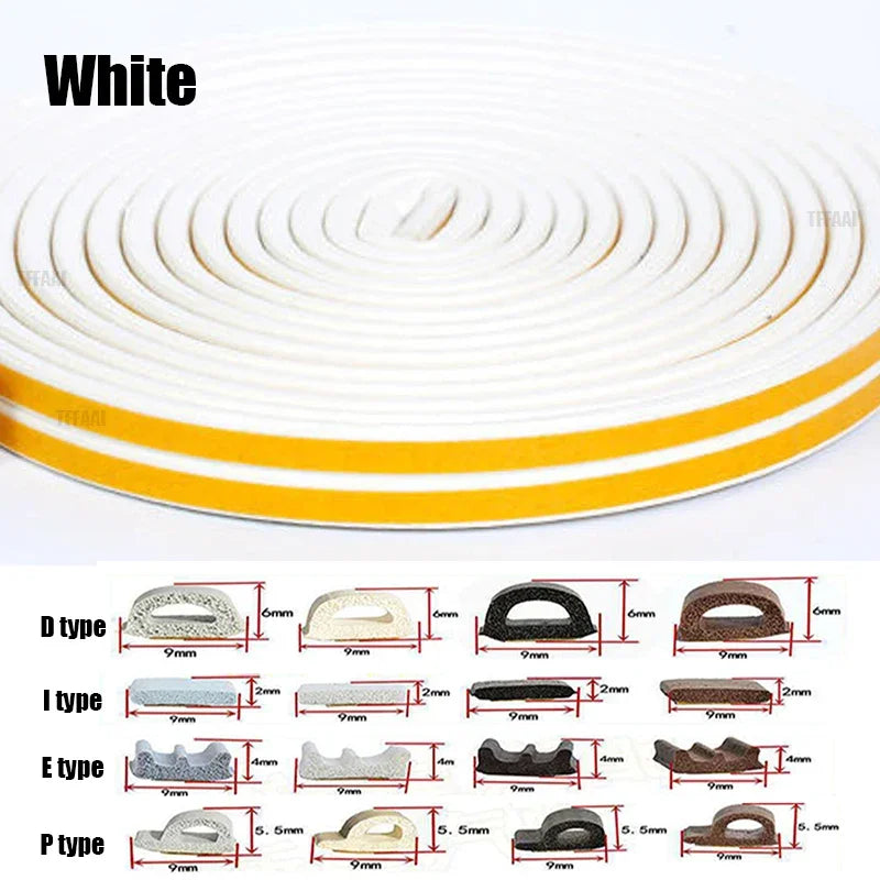 5m/10m Weather Stripping Door Seal Strip Type D Self-adhesive Draft Stopper Tape Window Insulation Noise Rubber Sealing Strip