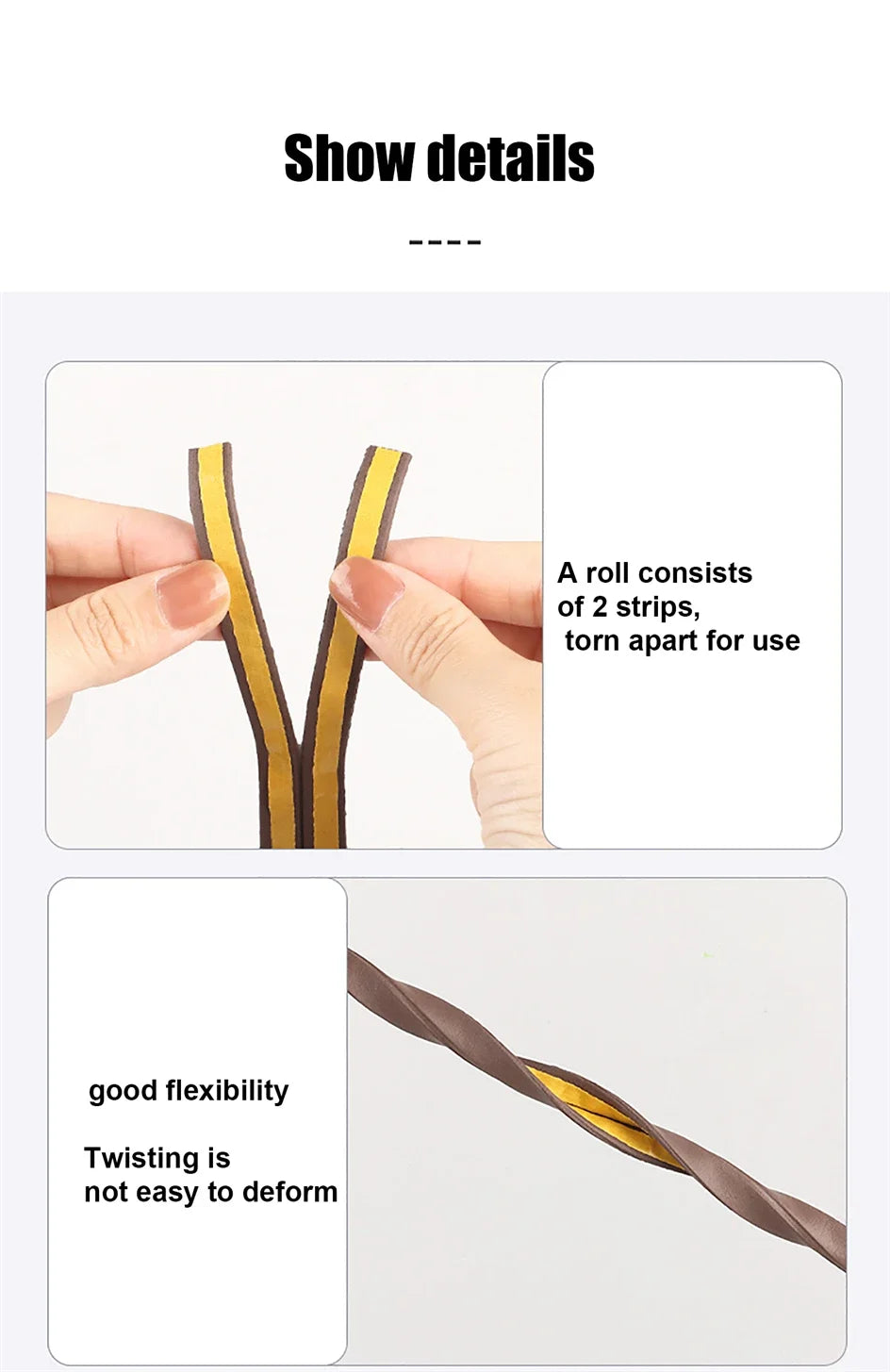 5m/10m Weather Stripping Door Seal Strip Type D Self-adhesive Draft Stopper Tape Window Insulation Noise Rubber Sealing Strip