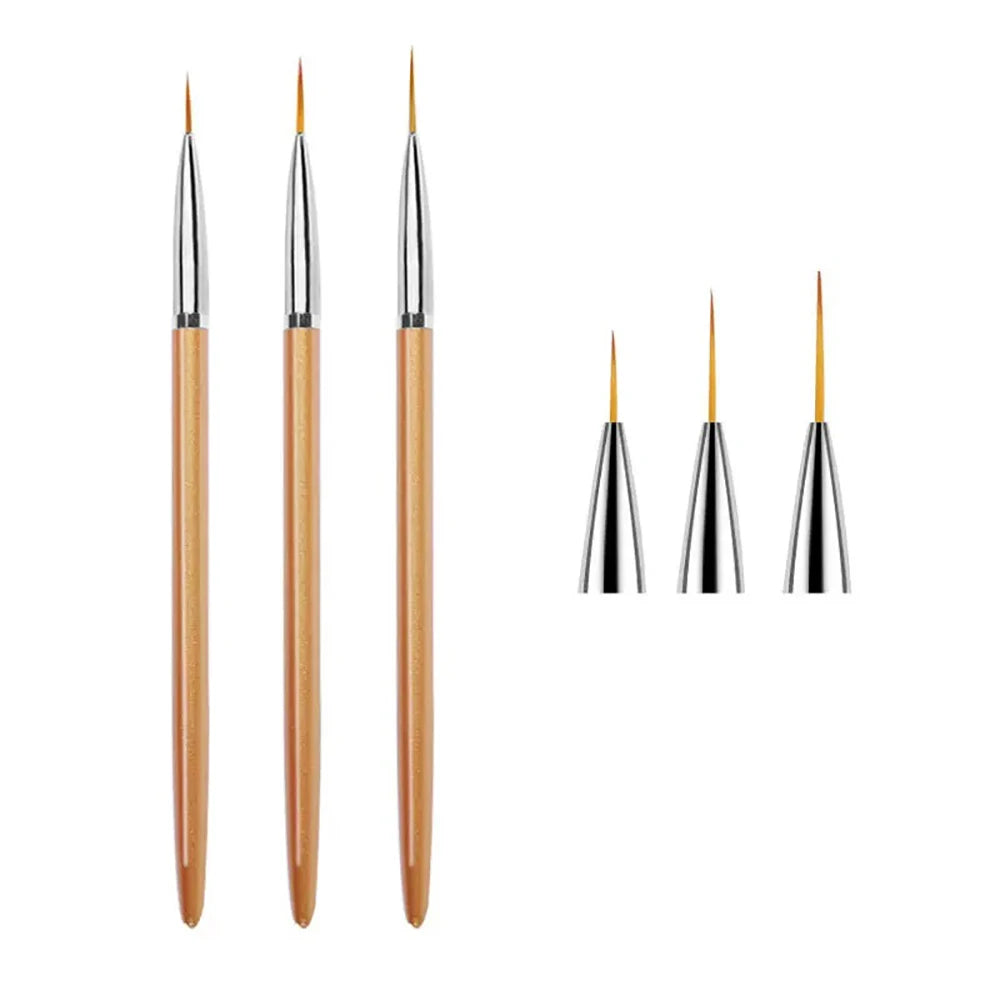 LINMANDA 3 Pcs Nails Art Liner Brushes Nails Painting Brush Nails Art Brushes Nails Art Drawing Pen Manicure Tool For Salons