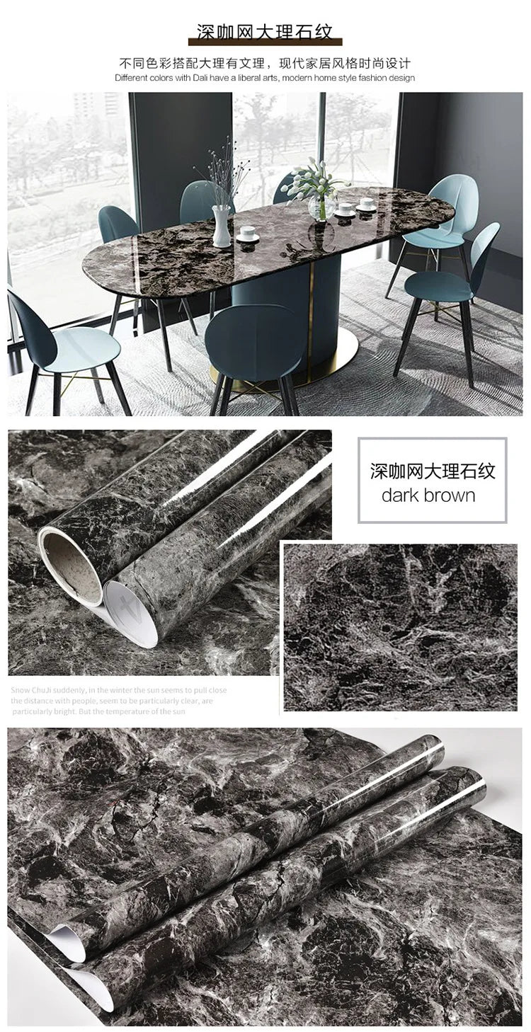60cm Kitchen oil sticker self-adhesive marble pattern waterproof cabinet stove countertop wallpaper desktop bathroom renovation