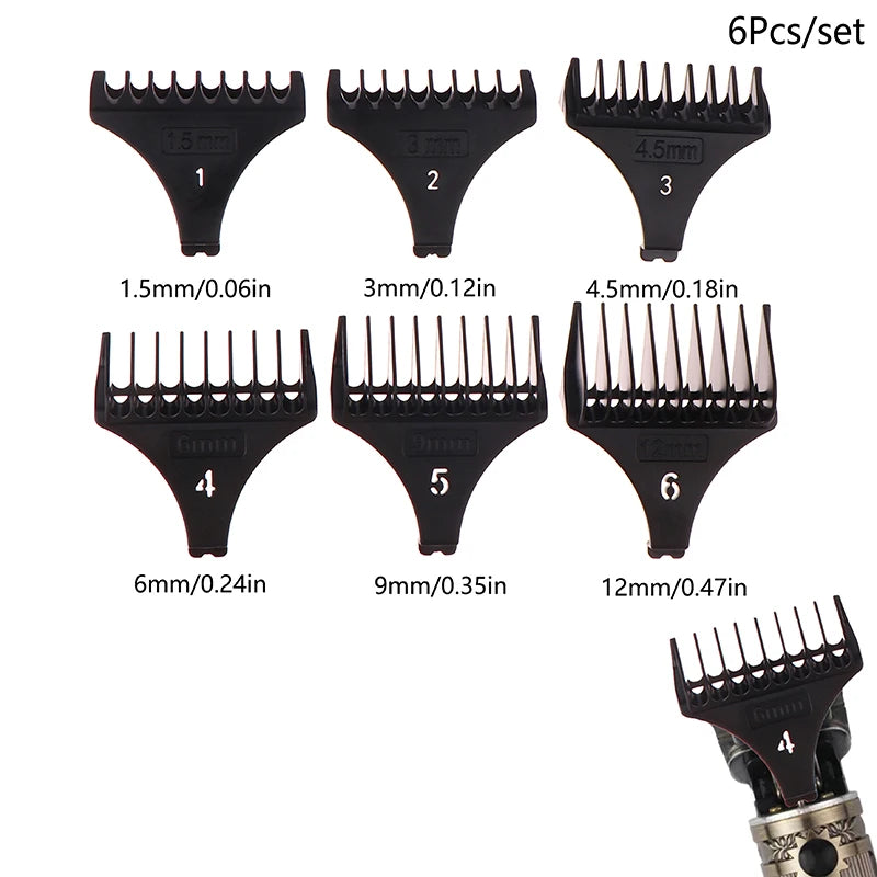 6Pcs/set Professional Hair Trimmer Limit Comb Universal Guards For T9 1.5/3/4.5/6/9/12 Mm Hairdresser Hair Cutting Guide Barber