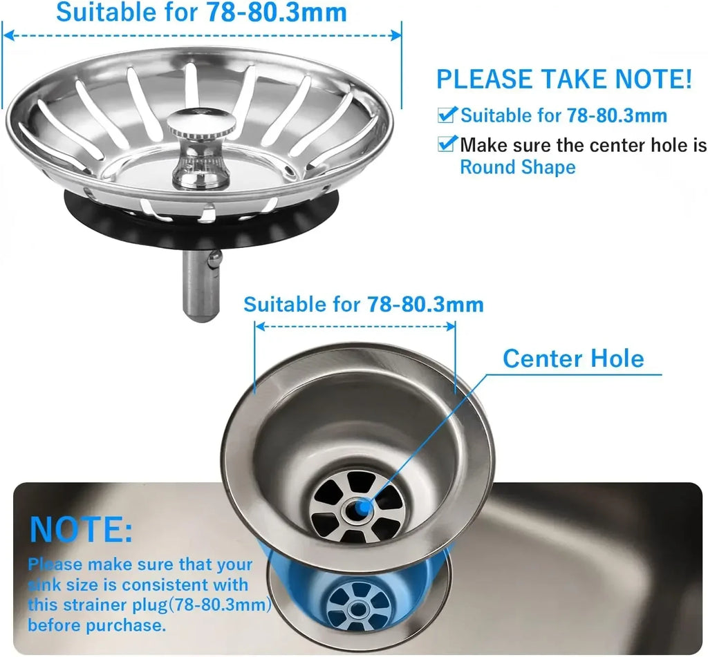 78/79/82/84mm Kitchen Sink Filter Hole Bathtub Hair Catcher Stopper Bathroom Sewer Drain Strainer Basin Sink Waste Filter Tool