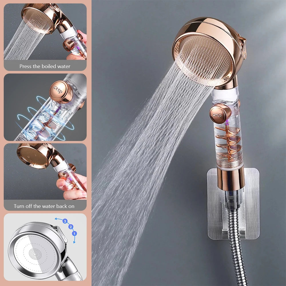 Turbocharged High Pressure Shower Head With 3 adjustable modes Rainfall Shower,Rainfall Spray For Bathroom Accessories