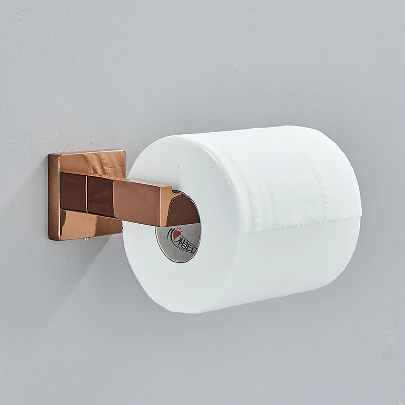 Rose Golden Accessories Set Wall-mounted Stainless Steel Clothes Hook Toilet Paper Holder Towel Bar Bathroom Hardware