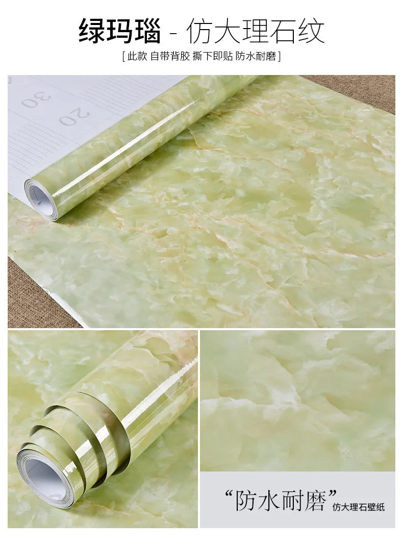 60cm Kitchen oil sticker self-adhesive marble pattern waterproof cabinet stove countertop wallpaper desktop bathroom renovation