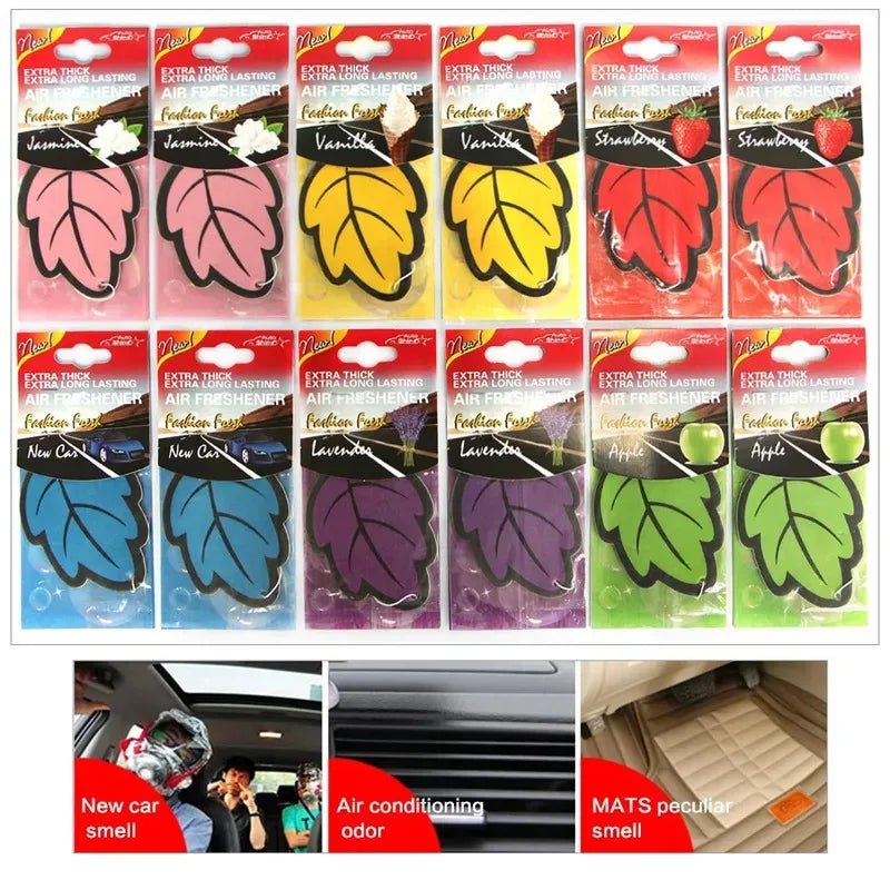 3/6/10Pcs Car Air Freshener Natural ScentedTea Paper Auto Hanging Vanilla Perfume Fragrance Leaf Shape Car Accessories Indoor