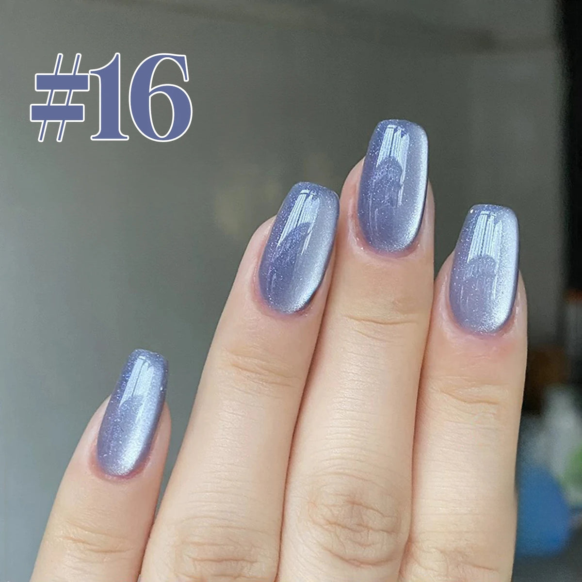 MN 2026 Valley of Wind Cat Eye Gel Nail Polish Icy Blue Pink Tone with Glass Beads Satin Porcelain White Fine Magnetic Powder
