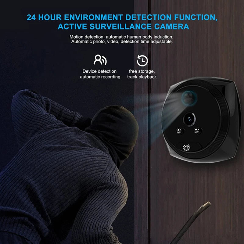 4.5 Inch Intelligent Video Doorbell Digital Peephole Door Viewer Camera with 145 Degree Angle PIR Night Vision Motion Detection