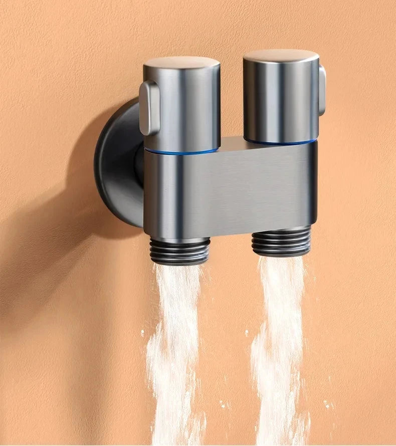 Toilet cleaning gun set one inlet and two outlet angle valve booster gun bathroom accessories faucet extender