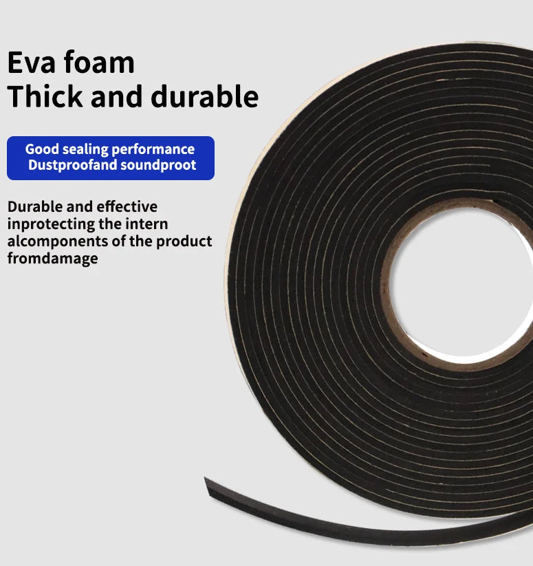 Black Soundproof Foam Tape for Single-Sided Sound Insulation, Shock Absorption and Door and Window Joint Filling