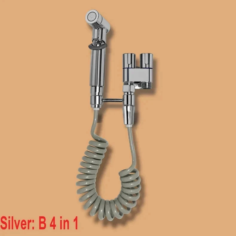 Toilet cleaning gun set one inlet and two outlet angle valve booster gun bathroom accessories faucet extender