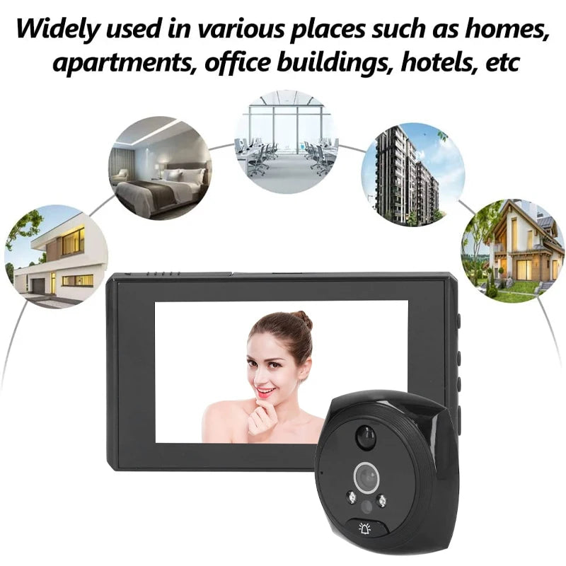 4.5 Inch Intelligent Video Doorbell Digital Peephole Door Viewer Camera with 145 Degree Angle PIR Night Vision Motion Detection