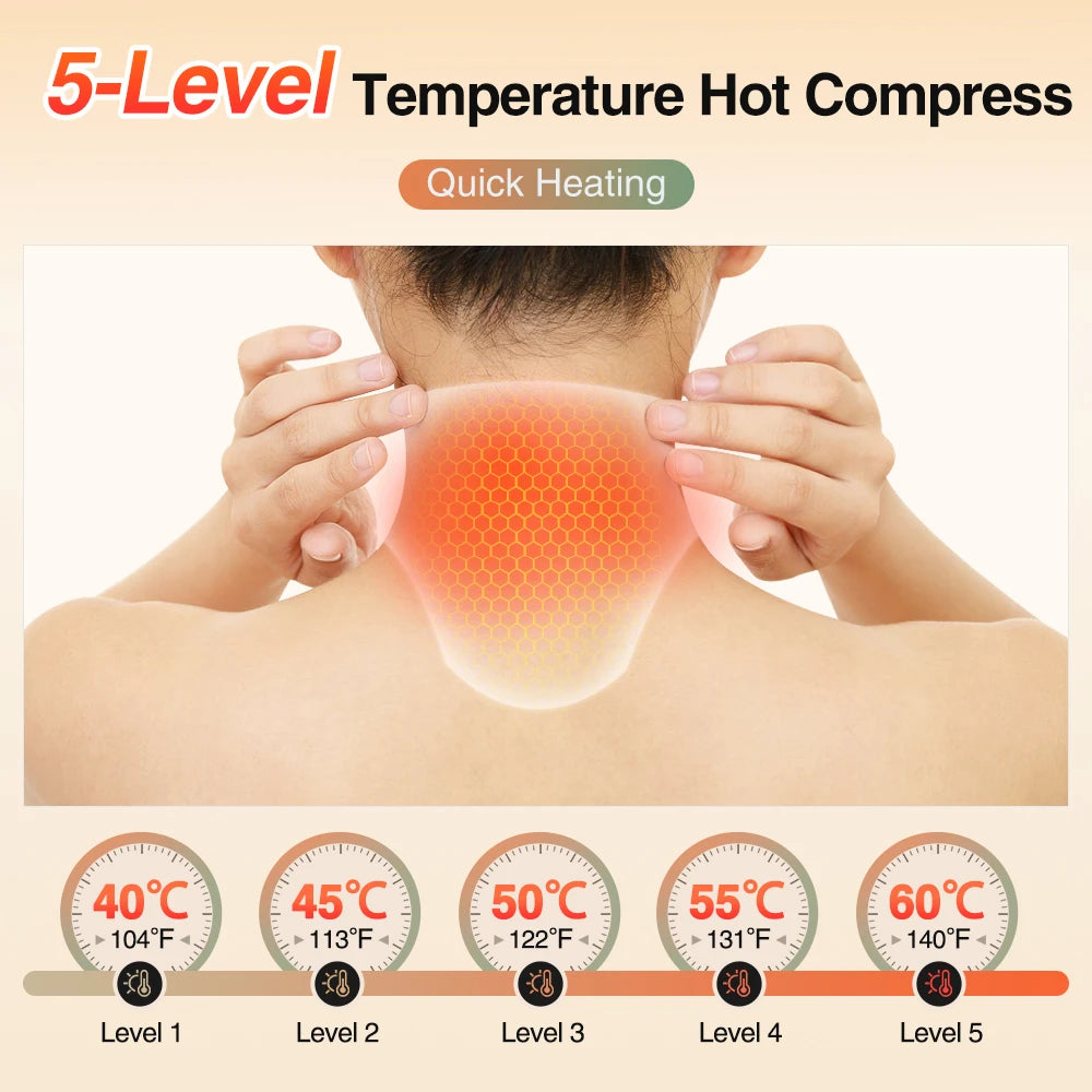 Wireless Neck Heating Pad Electric Vibration Massage Heated Neck Wrap for Neck & Shoulder Rechargeable Neck Warmer Portable