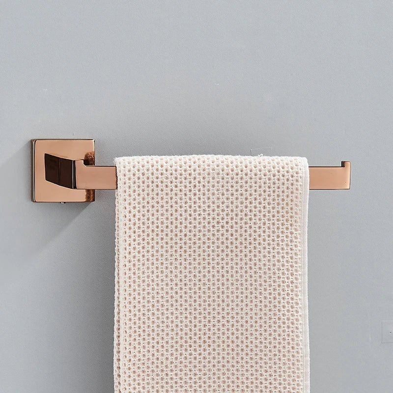 Rose Golden Accessories Set Wall-mounted Stainless Steel Clothes Hook Toilet Paper Holder Towel Bar Bathroom Hardware
