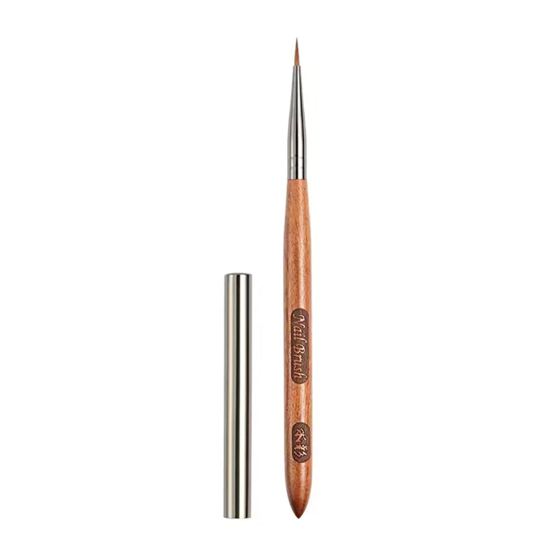 1Pc Sandalwood Handle Nail Liner Brush Nail Painting Pen Acrylic UV Gel Brushes Crystal Manicure Tool Nail Brush