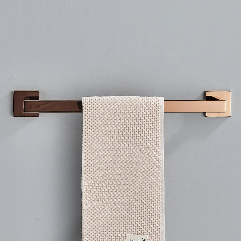 Rose Golden Accessories Set Wall-mounted Stainless Steel Clothes Hook Toilet Paper Holder Towel Bar Bathroom Hardware