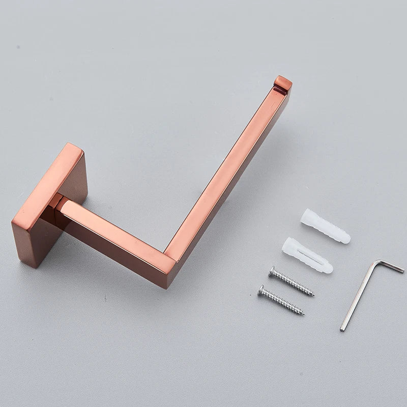Rose Golden Accessories Set Wall-mounted Stainless Steel Clothes Hook Toilet Paper Holder Towel Bar Bathroom Hardware