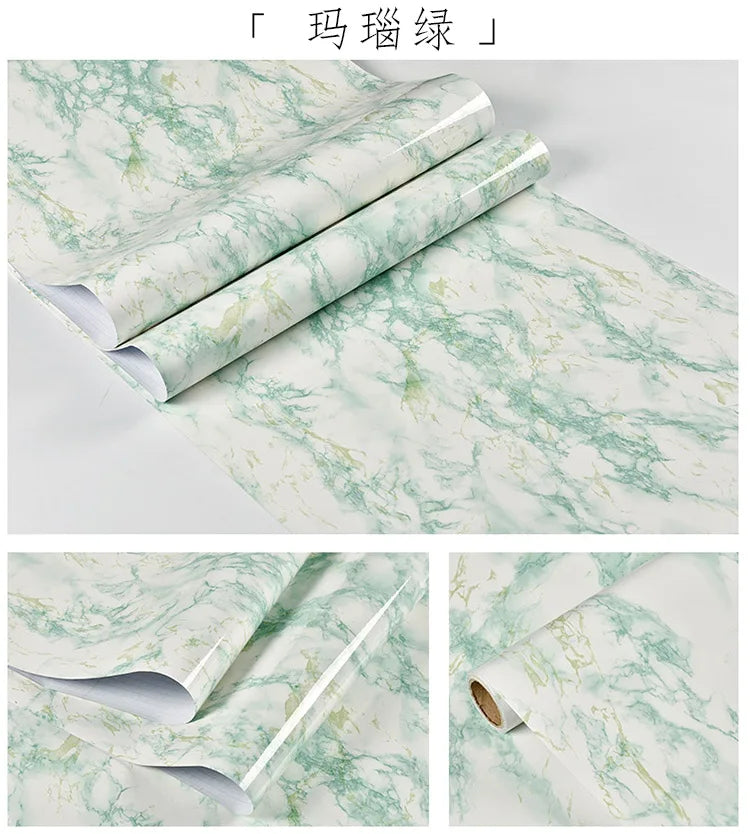 60cm Kitchen oil sticker self-adhesive marble pattern waterproof cabinet stove countertop wallpaper desktop bathroom renovation