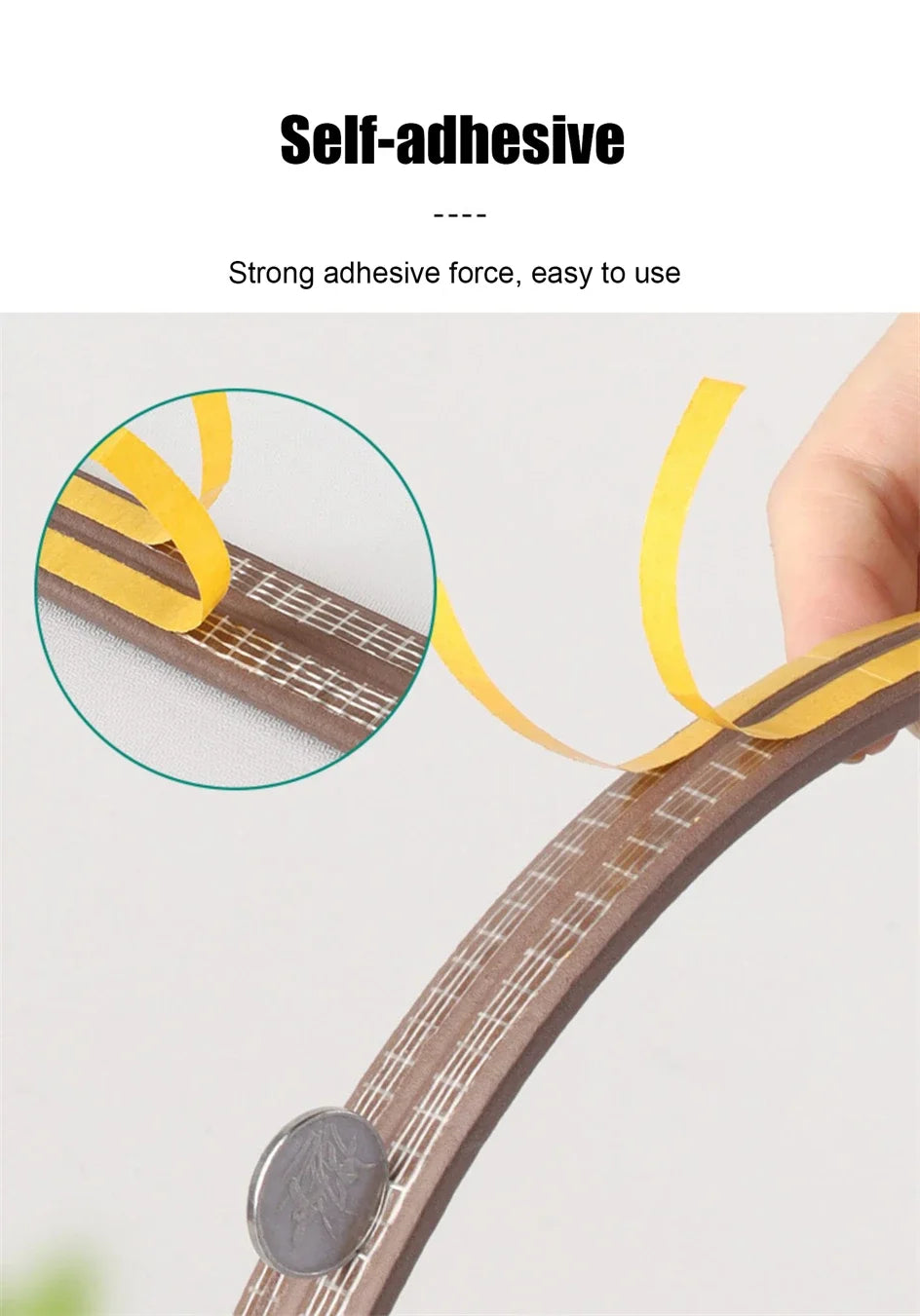 5m/10m Weather Stripping Door Seal Strip Type D Self-adhesive Draft Stopper Tape Window Insulation Noise Rubber Sealing Strip