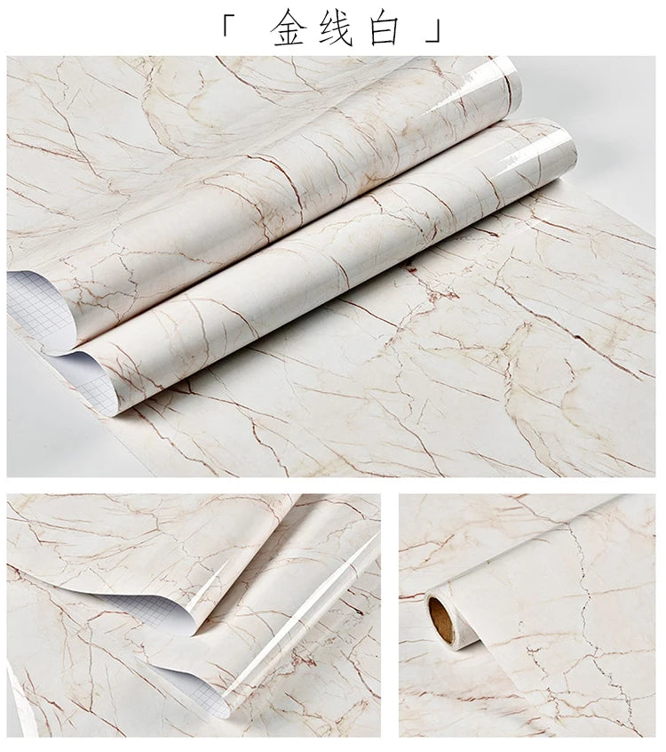 60cm Kitchen oil sticker self-adhesive marble pattern waterproof cabinet stove countertop wallpaper desktop bathroom renovation