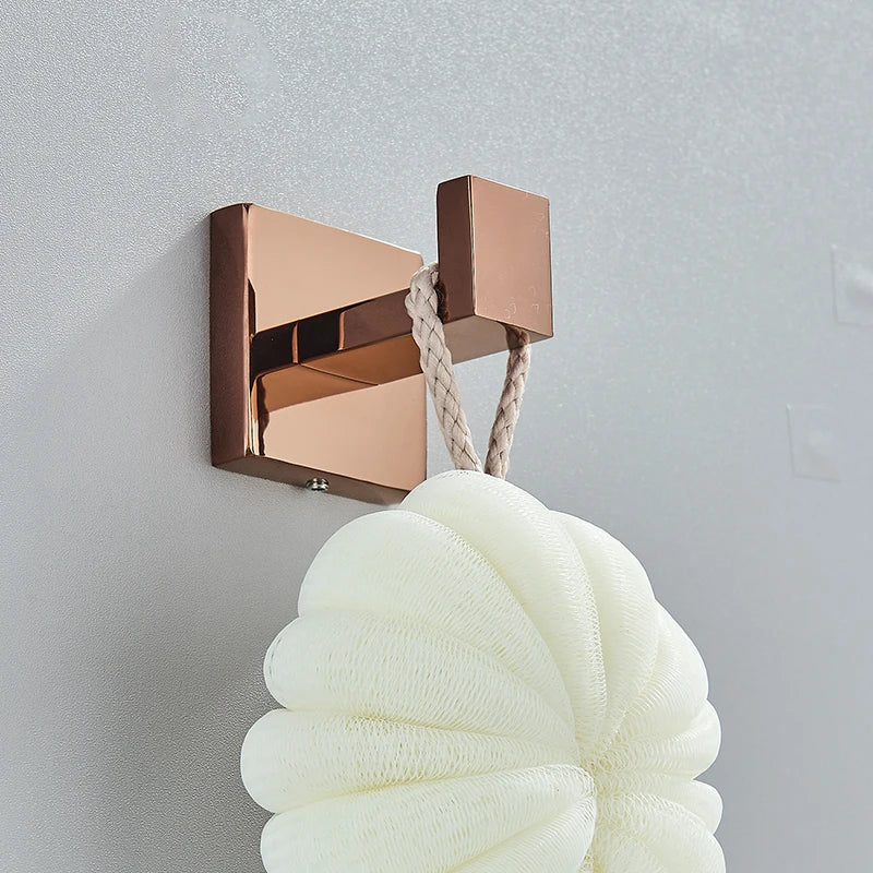 Rose Golden Accessories Set Wall-mounted Stainless Steel Clothes Hook Toilet Paper Holder Towel Bar Bathroom Hardware