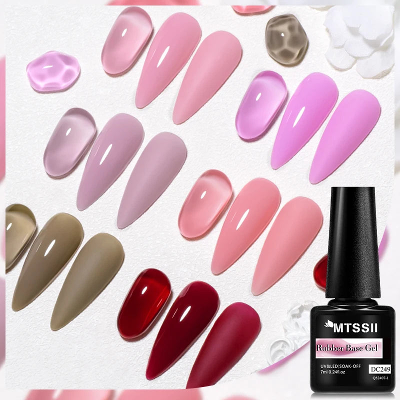 Mtssii 7ml Nude Rubber Base Gel Jelly Pink Transparent Color Gel Nail Polish Nail 2 In 1 Function Art Gel Varnish Soak Off Nails