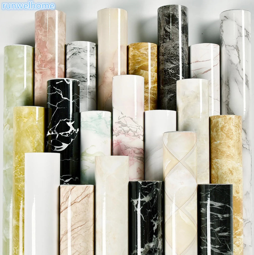 60cm Kitchen oil sticker self-adhesive marble pattern waterproof cabinet stove countertop wallpaper desktop bathroom renovation