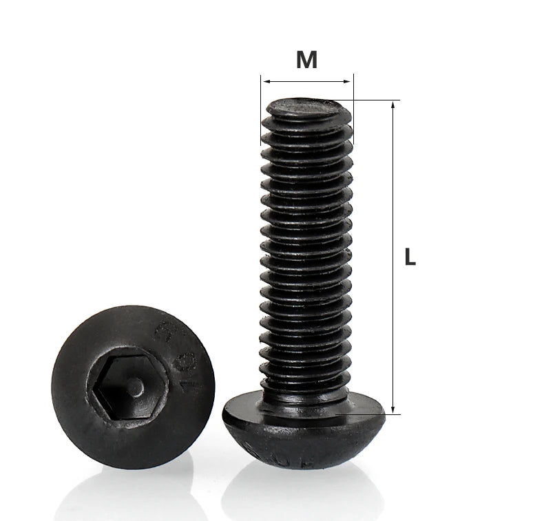 2510 to 142 Round Hex Cap Screw Kit M2 M2.5 M3 M4 M5 M6 Black 10.9 Grade Socket Button Head Allen Drive Machine Screws Bolt ISO7