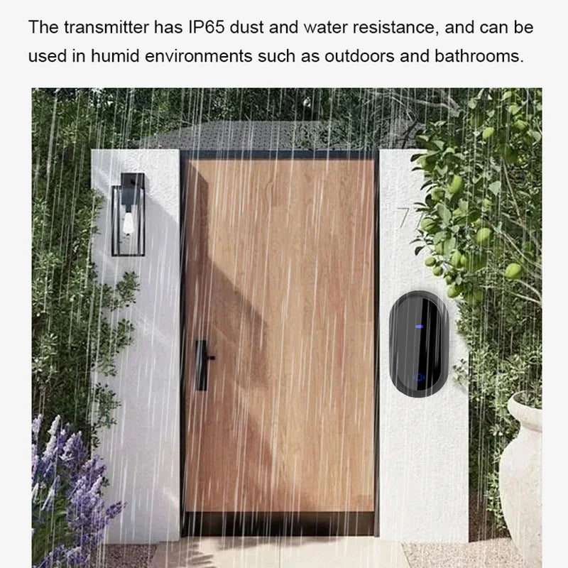 Outdoor Waterproof Long-Distance Self Powered Wireless Doorbell Without Battery Household RF433 Kinetic Door Bell