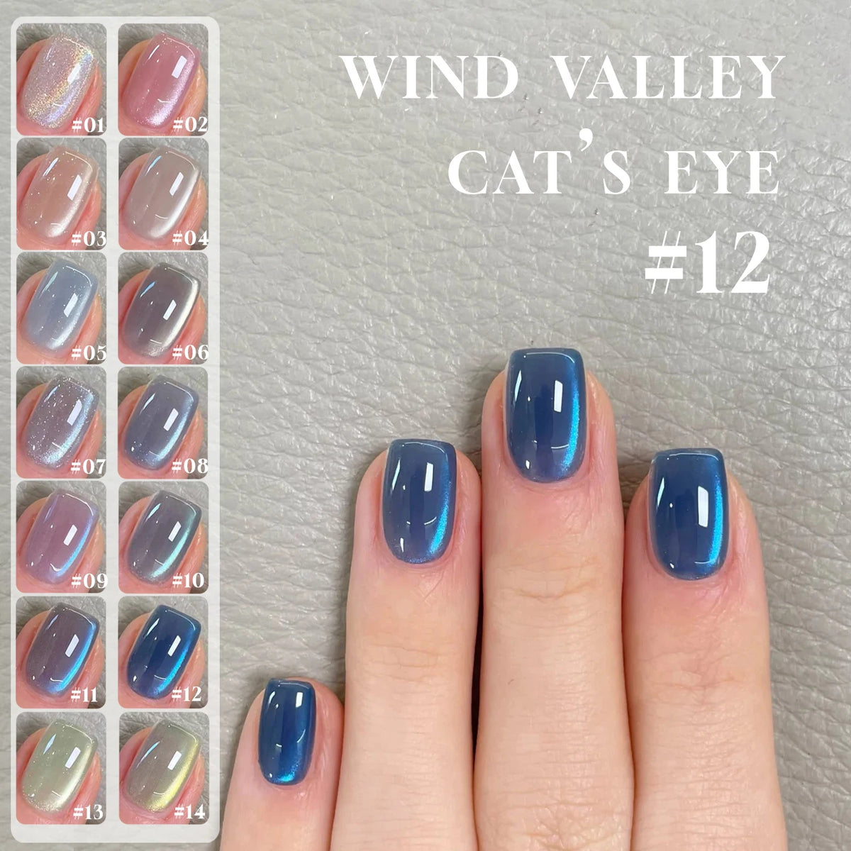 MN 2026 Valley of Wind Cat Eye Gel Nail Polish Icy Blue Pink Tone with Glass Beads Satin Porcelain White Fine Magnetic Powder