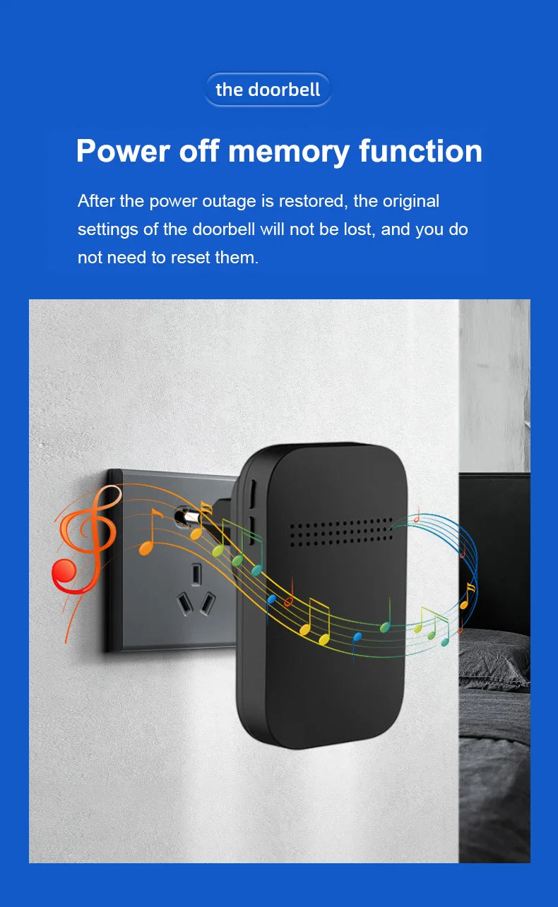 Outdoor Waterproof Long-Distance Self Powered Wireless Doorbell Without Battery Household RF433 Kinetic Door Bell